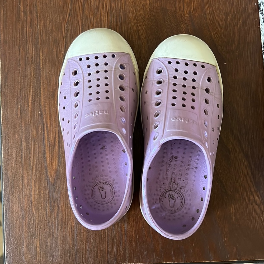Natives Iridescent Purple Shoes, Size 10.
